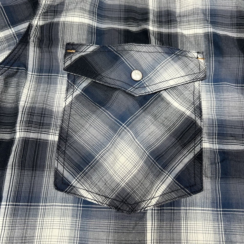 Carhartt Pearl Snap Shirt Mens 2XL XXL Blue Plaid Relaxed Fit Western Work EUC - Picture 6 of 14